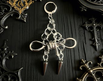 Gothic Cross Spike Drop Earrings Punk Dangle Earring Men Women Barbed Wire Style Alt Jewelry Edgy Streetwear Accessory