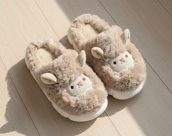 Fluffy Sheep House Slippers – Soft Plush Indoor Shoes