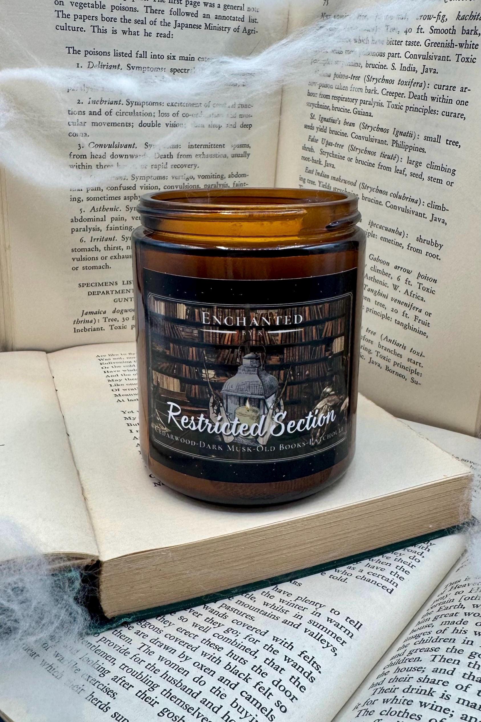 Restricted Section Candle | Cedarwood, Dark Musk, Old Books, and Patchouli Scented
