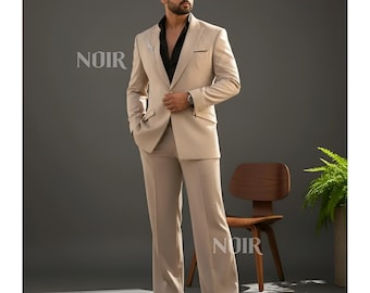 Traje beige para hombre / Traje de novio color crema para boda, elegante traje formal para hombre