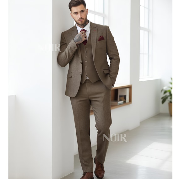 men's winter jacket for formal dress Brown Long Overcoat | Wool Coat Herren Mantel Homme Manteau Elegant Outerwear BS