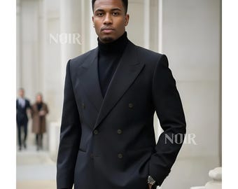Black Double Breasted Men’s Suit | Groom Wedding Suit Trauanzug Herren Costume Homme Elegant Formal Evening Menswear