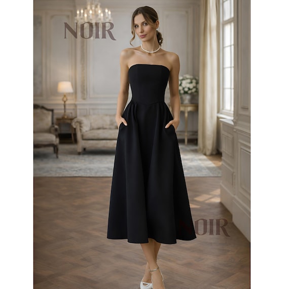 midi black wedding guest dress Women's Dress Cocktail Dress Dress Chiffon Fashion Modern Outdoor Vacation Regular Fit Plain Sleeveless Crew Neck Black Purple Dark Blue Summer Spring 2026 This off Black Midi Dress Strapless A-Line