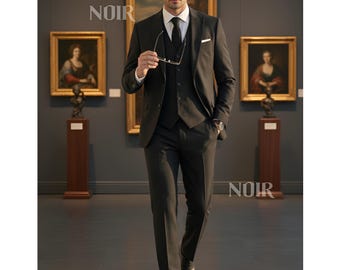 Black 3-Piece Men's Suit | Groom Wedding Suit Trauanzug Herren Costume Homme Elegant Groom Outfit Formal Menswear herren anzug