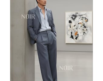 Traje de hombre gris acero / Traje de novio para boda Trauanzug Herren Costume Homme Elegant Formal Menswear