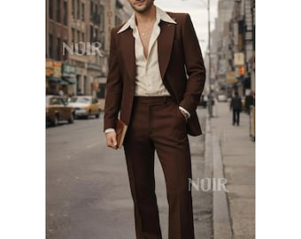 Traje marrón de 2 piezas para hombre / Traje de boda de novio vintage Trauanzug Herren Traje Homme Elegante traje de novio Ropa formal para hombre herren anzug