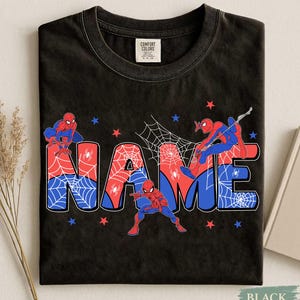 Custom Name Spiderman Hero PNG, Personalized Superhero Birthday Design, Family Matching Sublimation File, Digital Download image 1