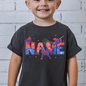 Custom Name Spiderman Hero PNG, Personalized Superhero Birthday Design, Family Matching Sublimation File, Digital Download image 7