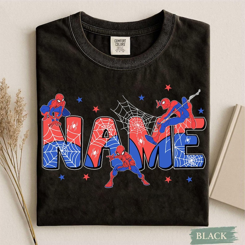 Custom Name Spiderman Hero PNG, Personalized Superhero Birthday Design, Family Matching Sublimation File, Digital Download image 1