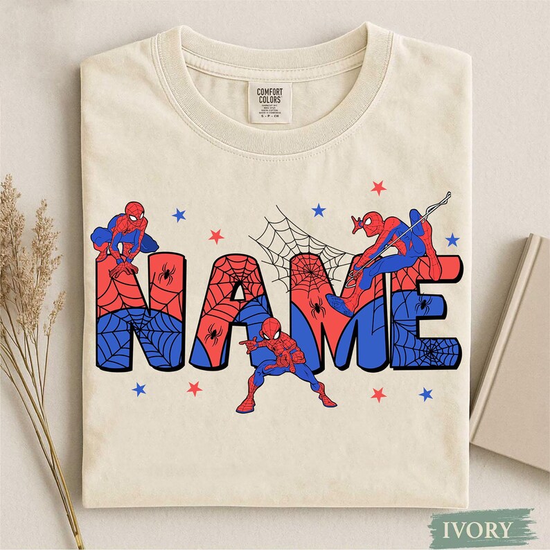 Custom Name Spiderman Hero PNG, Personalized Superhero Birthday Design, Family Matching Sublimation File, Digital Download image 3
