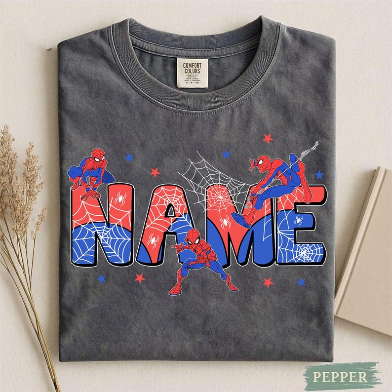 Custom Name Spiderman Hero PNG, Personalized Superhero Birthday Design, Family Matching Sublimation File, Digital Download image 2
