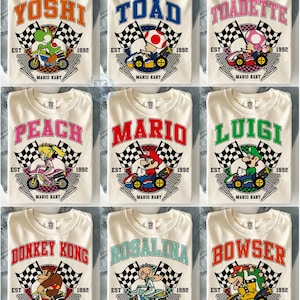Mario Kart PNG, Retro Gaming Character Design, Racing Game Shirt Graphic, Digital Download
