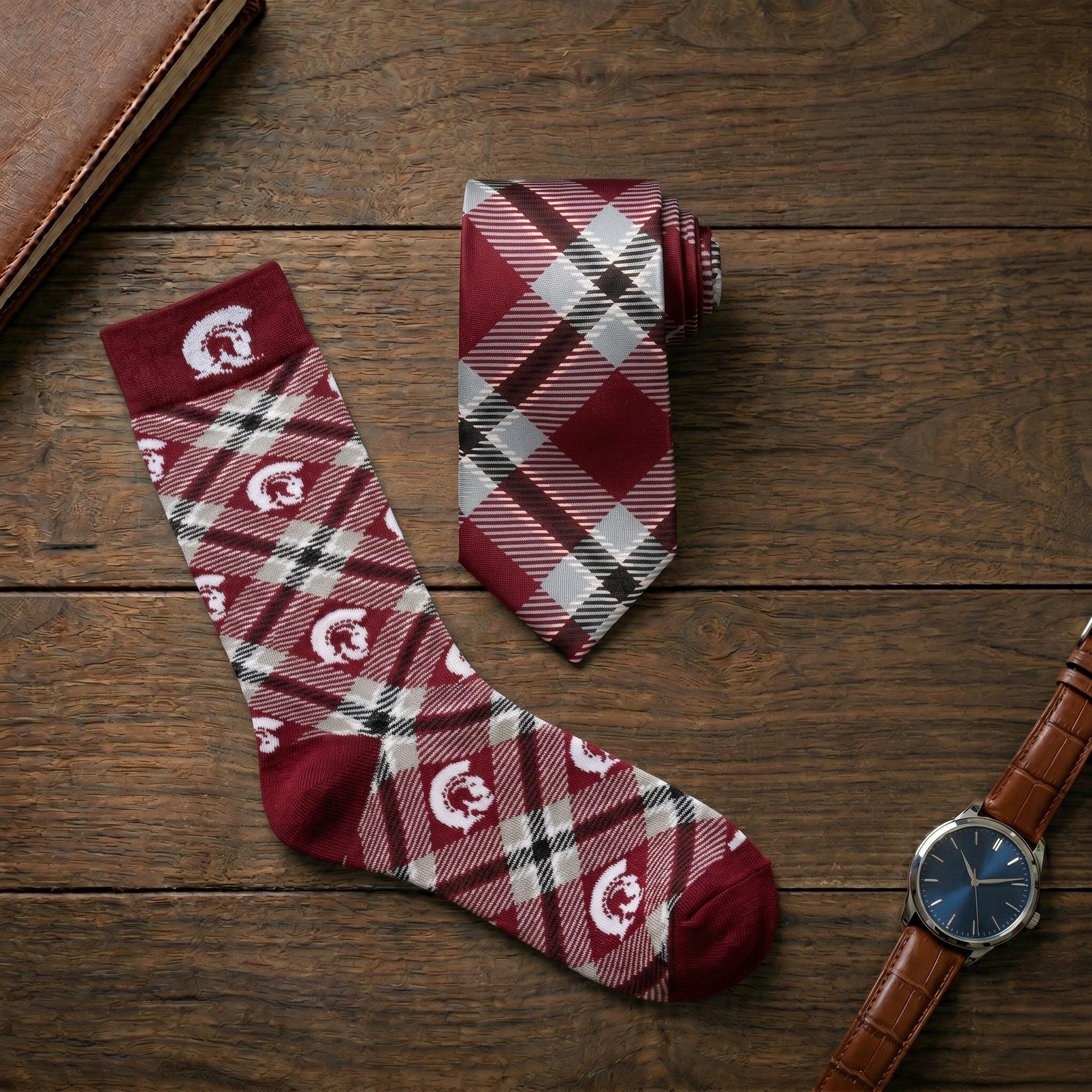 University of Arkansas at Little Rock Tartan Socks and Silk Tie - Officially Licensed Collegiate Apparel
