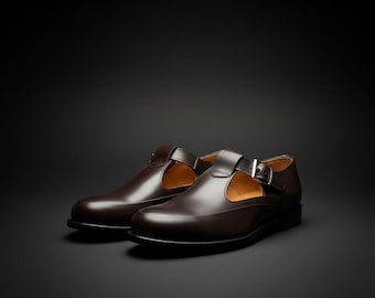 Handmade Leather Monk Strap Shoes, Refined Formal Style