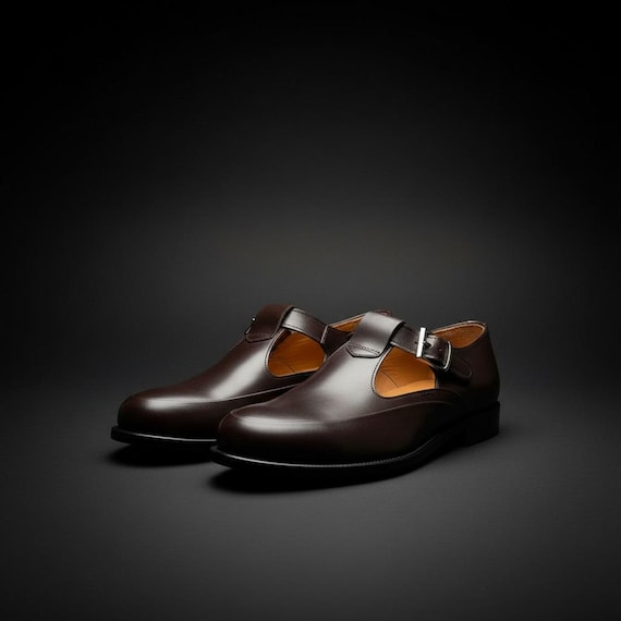 Handmade Leather Monk Strap Shoes, Refined Formal Style