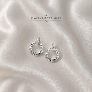 925 Sterling Silver Knot Drop Earrings | Infinity Circle Dangle Earrings | Minimalist CZ Hoop Earrings | Modern Statement Jewelry