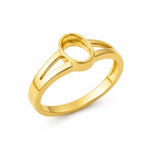 Gold Plated Silver Ring, Minimalist Oval Ring, Open Bezel Ring, Simple Statement Ring, Elegant Stackable Ring,
