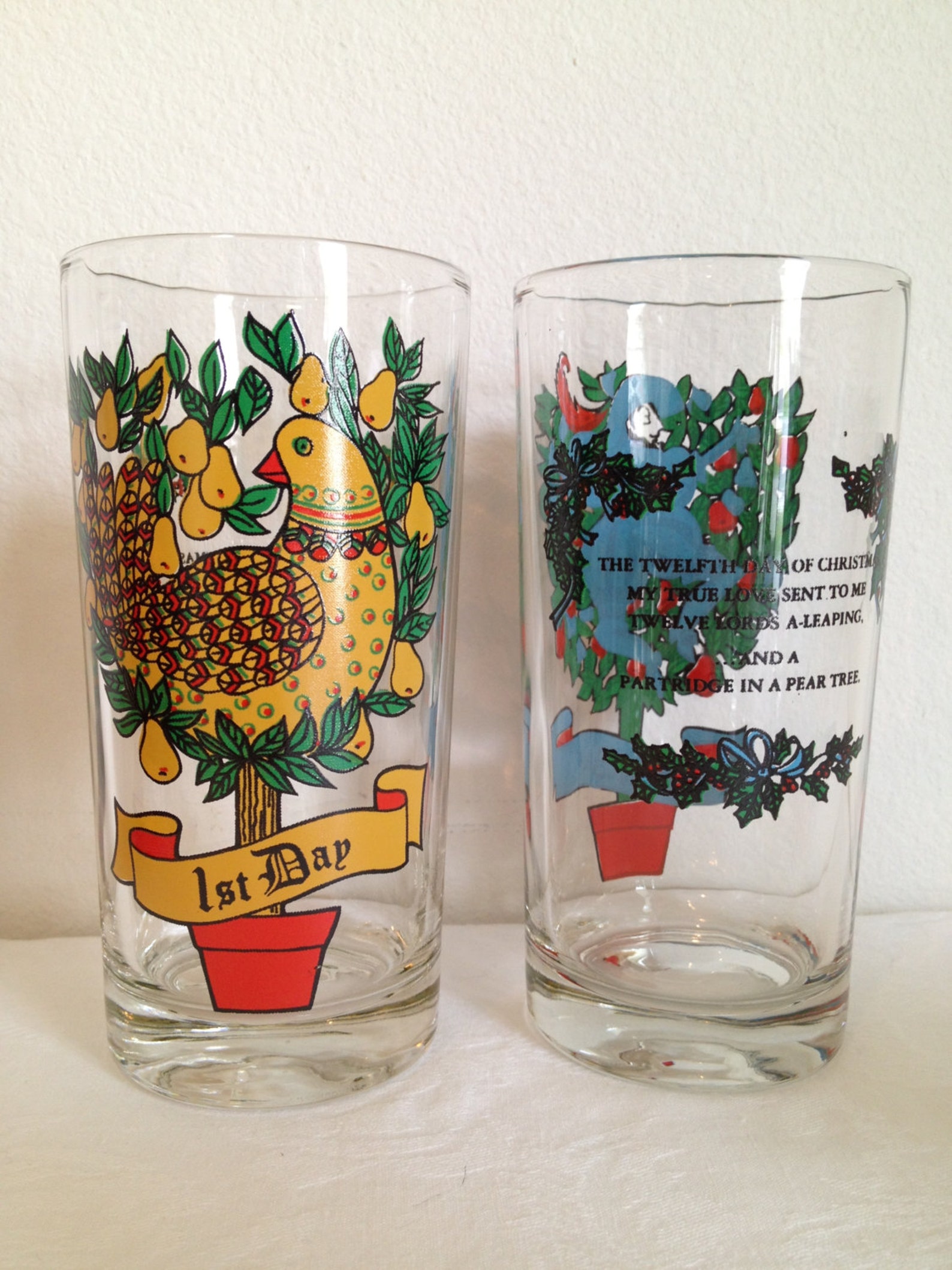 Vintage 12 Days of Christmas Glass Set Glassware by Brockway Etsy