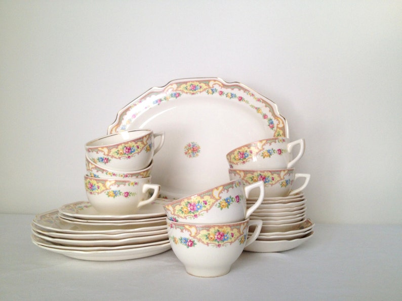 Vintage Dinnerware Set Mount Clemens Pottery Mildred Pattern Etsy