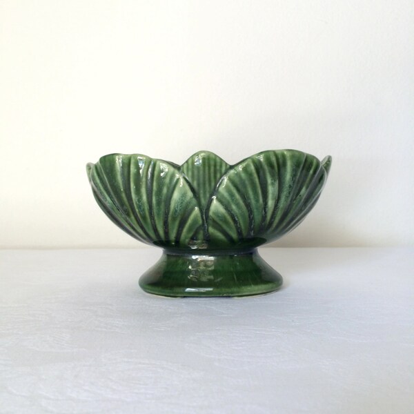 Vintage Small Green Planter Ceramic Planter Zen Blossom Lotus