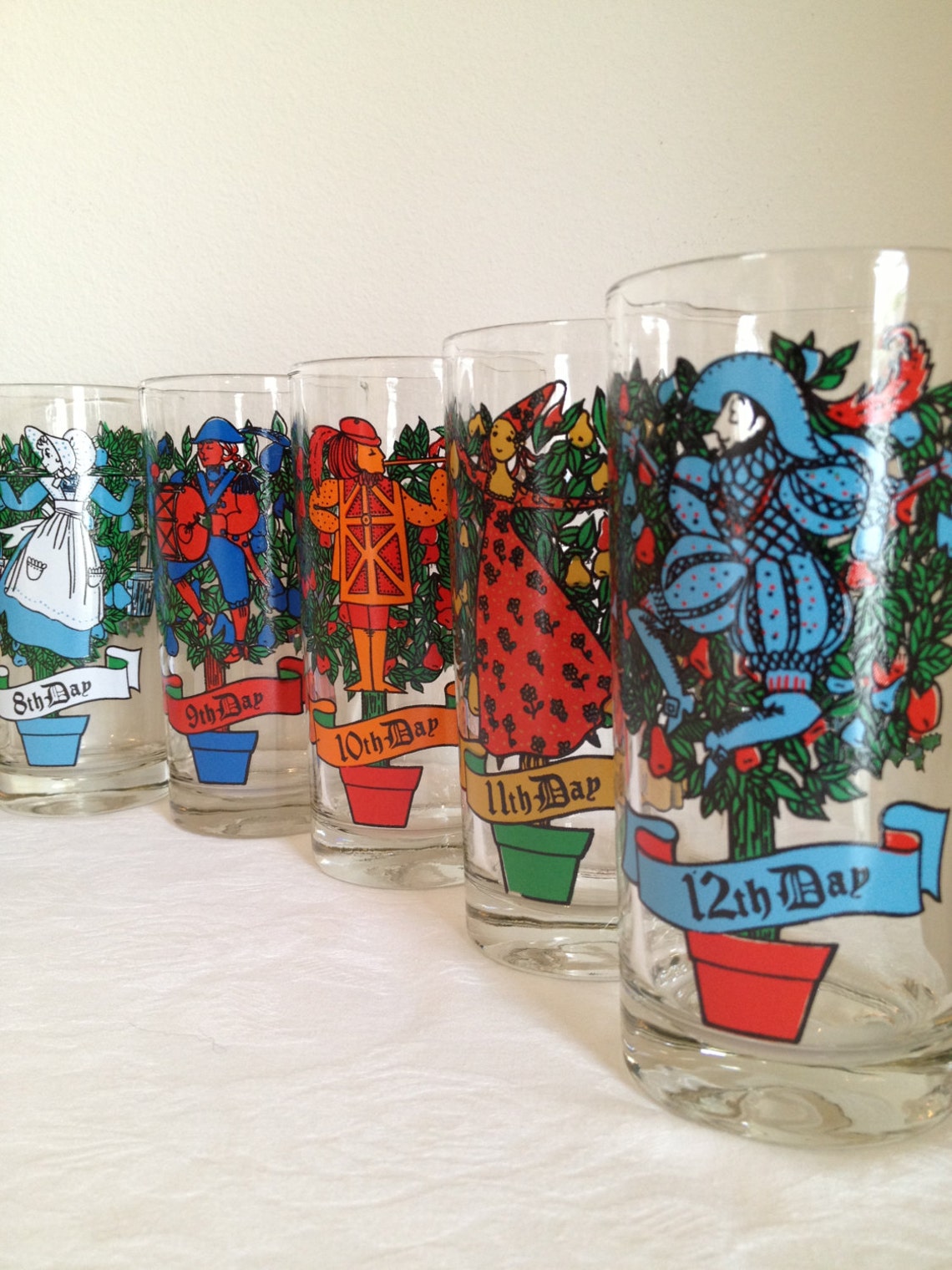 Vintage 12 Days of Christmas Glass Set Glassware by Brockway Etsy
