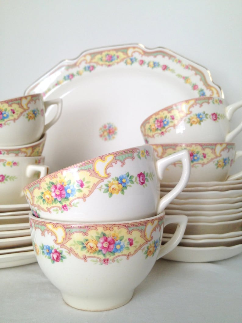 Vintage Dinnerware Set Mount Clemens Pottery Mildred Pattern Etsy
