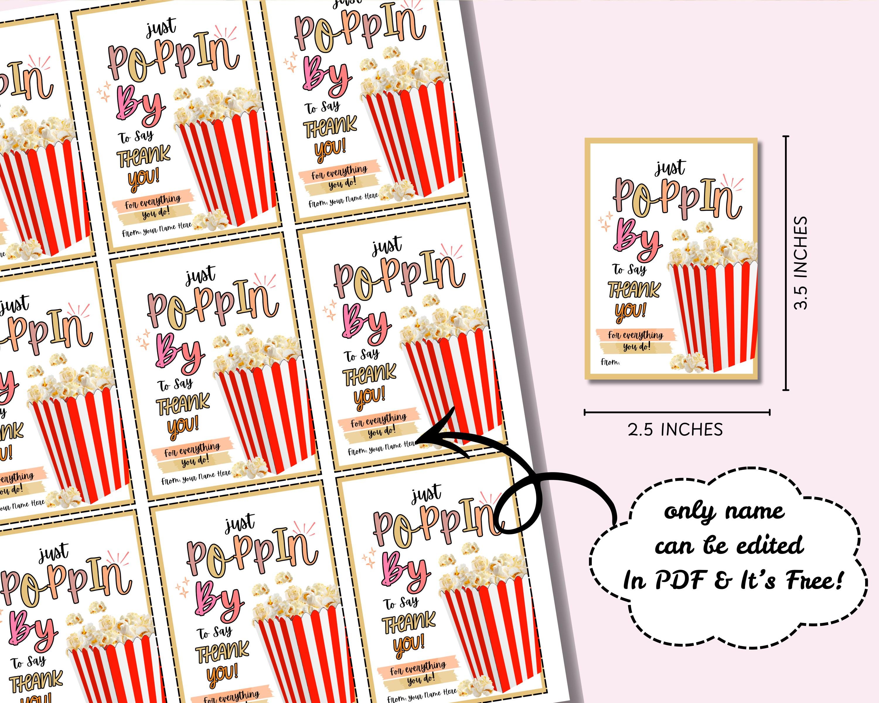 Printable Popcorn Gift Tag, Editable Popcorn Thank You Gift Tags ...