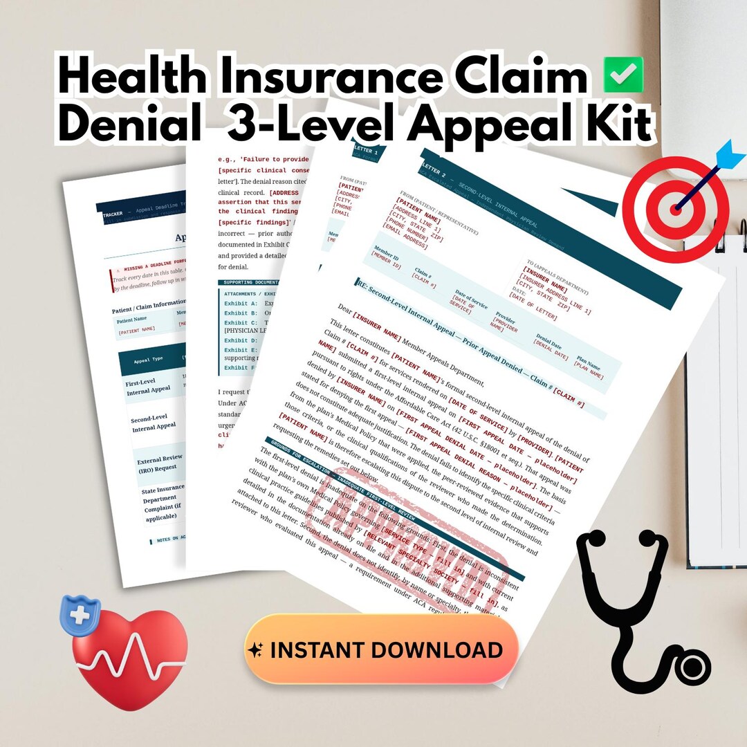 Health Insurance Appeal Letter Template | Claim Denial Response | 3 ...