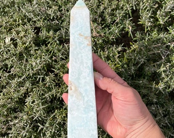 Caribbean Calcite Obelisk Tower, 8 inches tall