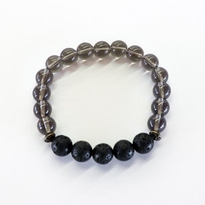 Smoky Quartz Essential Oil Diffuser Bracelet, Aromatherapy Bracelet, Gemstone & Lava Rock Bracelet, Unisex Bracelet, Father&#39;s Day Gift