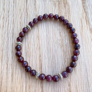 Garnet Skinny Stacker Bracelet, Natural Gemstone Bracelet, Stacking Bracelet, January Birthstone, Gift for Her, January Birthday Gift