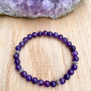 Amethyst Skinny Stacker Bracelet, Gemstone Bracelet, Stacking Bracelet, Stretch Bracelet, February Birthstone, Gift for her