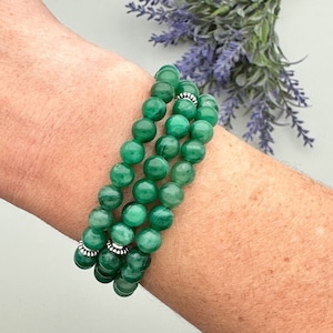 Green Fuchsite Skinny Stacker Bracelet, Gemstone Bracelet, Stacking Bracelet, Stretch Bracelet, Healing Crystals, Gift for her