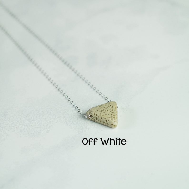 Triangle Lava Stone Essential Oil Diffuser Necklace, Aromatherapy Necklace, Minimalist Necklace, Sterling Silver and 14k Gold Filled Chain image 4