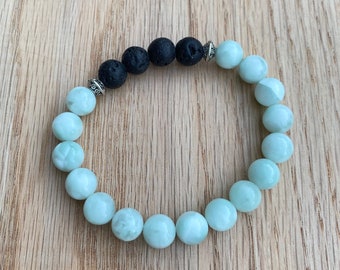 Green Moonstone Essential Oil Diffuser Lava Rock Bracelet