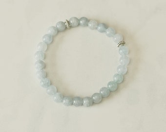 Aquamarine Skinny Stacker Bracelet, Gemstone Bracelet, Stacking Bracelet, Minimal Bracelet, Healing Crystals, Yoga Bracelet, Gift for Her