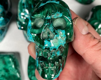 Malachite and Chrysocolla Skull Carving! Super High Quality and Hand Carved in Mexico! (446)