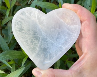 Selenite Heart Charging Bowl, 4x4x1.25 in. Promotes Peace and Calming