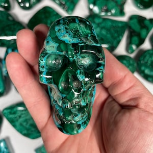Malachite and Chrysocolla Skull Carving! Super High Quality and Hand Carved in Mexico! (444)