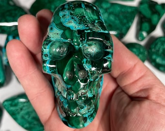 Malachite and Chrysocolla Skull Carving! Super High Quality and Hand Carved in Mexico! (444)