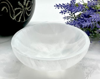 4" Selenite Charging Bowl. Perfect for charging your crystals, crystal healing and energy clearing. Meditation, Reiki, Yoga