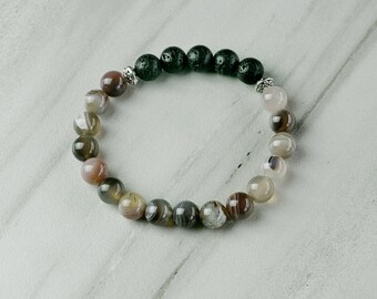 Botswana Agate Aromatherapy Essential Oil Diffuser Bracelet (8mm beads)