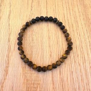 Tiger Eye (Matte) Skinny Stacker  Essential Oil Diffuser Bracelet, Gemstone & Lava Rock Bracelet, Father&#39;s Day Gift