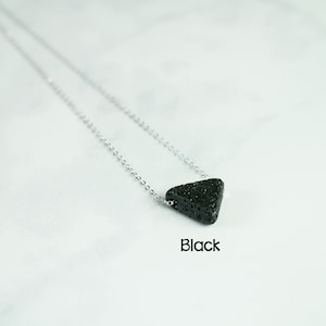 Triangle Lava Stone Essential Oil Diffuser Necklace, Aromatherapy Necklace, Minimalist Necklace, Sterling Silver and 14k Gold Filled Chain image 2