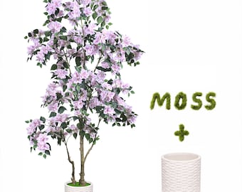6FT Artificial Bougainvillea Tree, Faux Flowering Tree with Realistic Pink Blossoms, Tall Indoor Plant for Living Room, Office & Home Decor