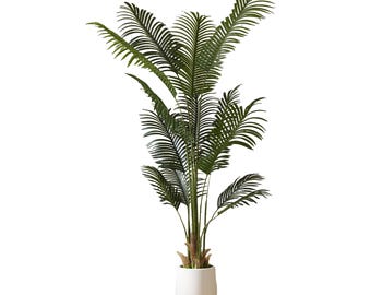 6FT Artificial Palm Tree, Indoor Faux Plant with White Planter for Home Office Decor