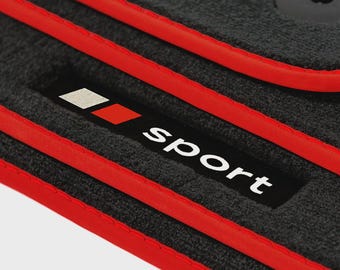 Audi A5 / S5 / RS5 Velour Floor Mats 2008-2017 – 8F7, 8T3 – Red Sport
