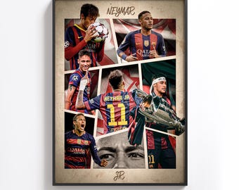 Póster de Neymar, decoración de pared del FC Barcelona, regalo de fútbol (descarga digital)