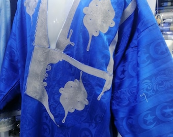 Oryginalna pustynna szata Tuaregów z pasującym szalikiem – męski strój na festiwal Boho – tradycyjny haft marokański – etniczny afrykański kaftan w prezencie