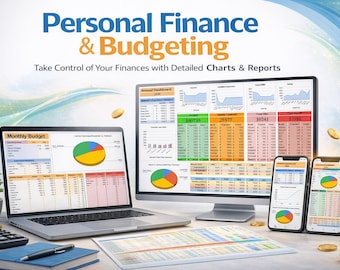 Premium Budget Tracker, Monats-/Jahresbudgetplaner, Haushaltsplaner,Finance Tracker